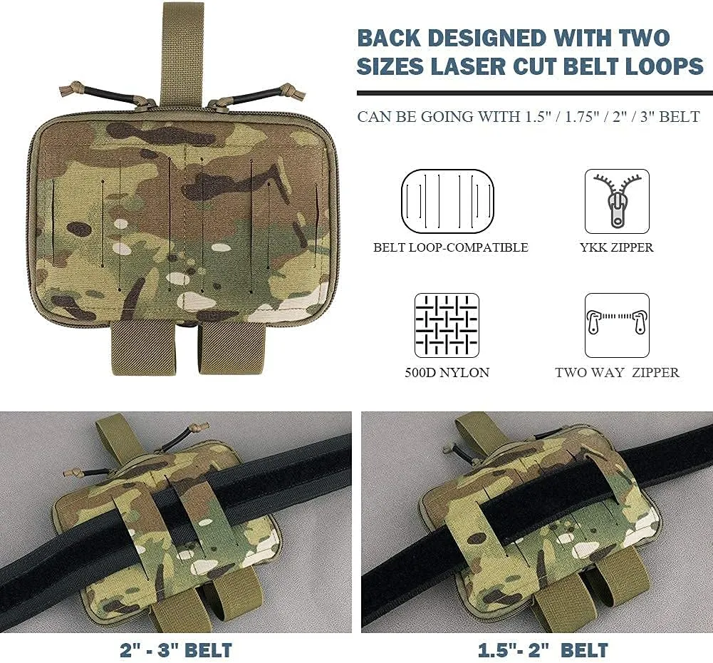 PETAC GEAR Tactical Medical Pouch Compact Admin Belt Pouch EMT First Aid Pouch IFAK Utility Pouch Trauma Kit Organizer Tourniquet Holder