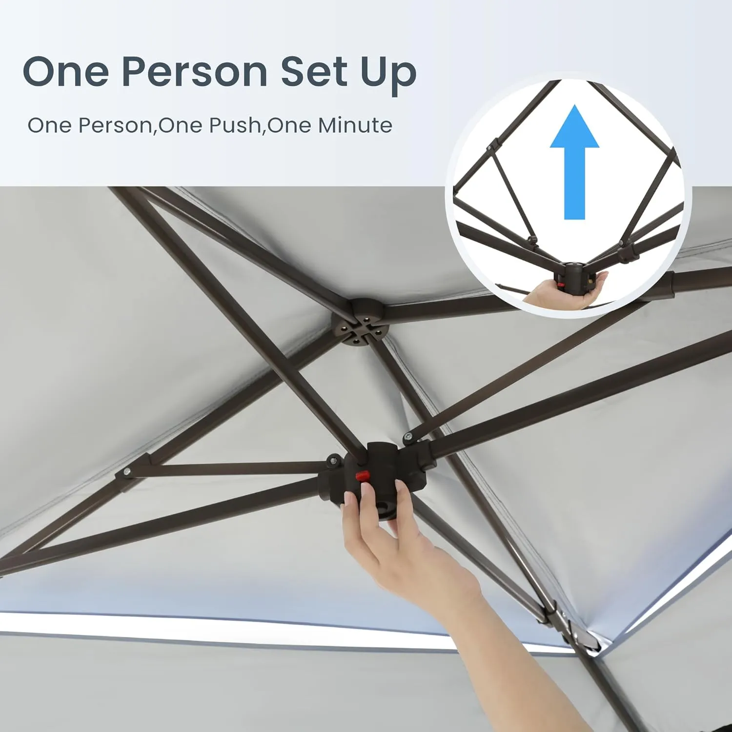 PHI VILLA 13x13 Pop Up Canopy Tent Instant Outdoor Canopy Easy One Push Tent Canopy with Wheeled Carry Bag, Straight Legs 169 Square Feet of Shade, Brown