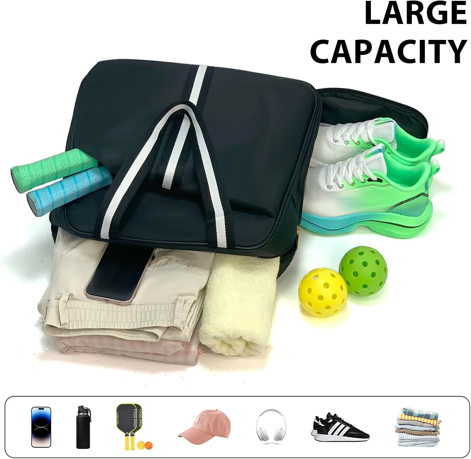 Pickleball Bag, Pickleball Backpack for Women & Men, Pickleball Tote Bag with Shoes Compartment