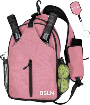 Pickleball Bag - Pickleball Bags for Women Men, Crossbody Sports Backpack – Adjustable Sling Bag with Hanging Fence Hook