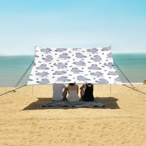 Pigeon Pattern Beach Canopy Tent Anti-UV & Wind Resistant, Camping Sun Shelter Easy Setup Portable,Outdoor Shade Tents with Sandbags,Sand Shovels,Ground Pegs & Stability Poles
