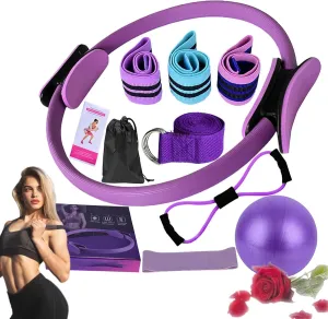 Pilates Essentials Kit for Women, 2025 New Better Me Pilates Kit for Core Strength, Stretching & Toning, 25cm Figure 8 Resistance Band Yoga Bands for Gym Workout