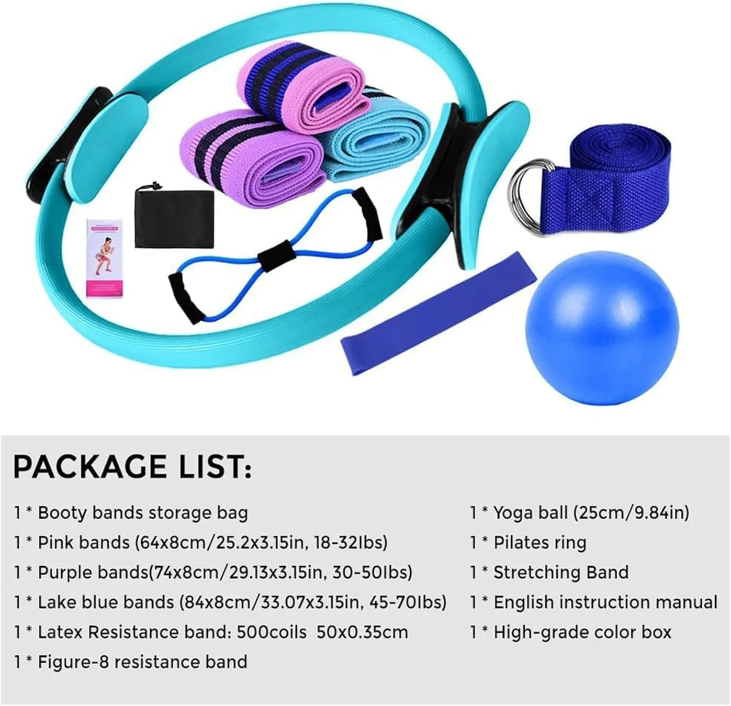 Pilates Essentials Kit for Women, 2025 New Better Me Pilates Kit for Core Strength, Stretching & Toning, 25cm Figure 8 Resistance Band Yoga Bands for Gym Workout