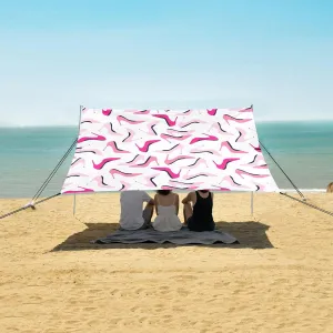 Pink Fashionable Shoes Beach Canopy Tent Anti-UV & Wind Resistant, Camping Sun Shelter Easy Setup Portable,Outdoor Shade Tents with Sandbags,Sand Shovels,Ground Pegs & Stability Poles