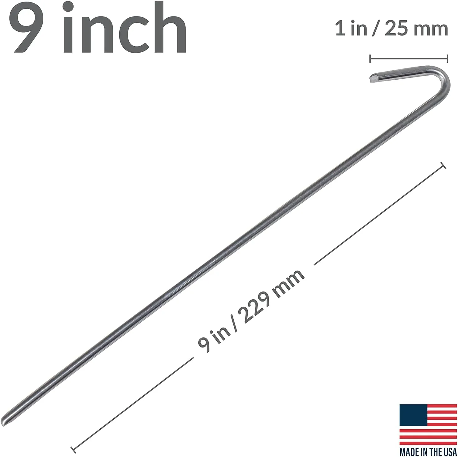 Pinnacle Mercantile 120 Pack Tent Stakes Metal Garden Edging Fence Hooks Pegs Christmas Decoration Stakes Made USA 9 inches Long