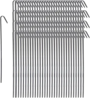 Pinnacle Mercantile 120 Pack Tent Stakes Metal Garden Edging Fence Hooks Pegs Christmas Decoration Stakes Made USA 9 inches Long