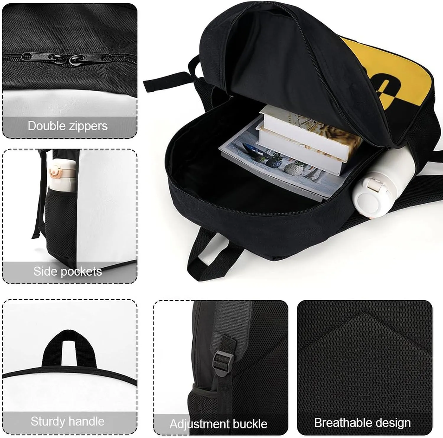 Pittsburgh Backpack 17 Inch SchoolBag, Personalized Any Name Number High Capacity Laptop Bag Casual Daypack for Man/Woman/Girl/Boy