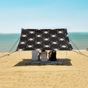 Pixel Cute Spiders Pattern Beach Canopy Tent Anti-UV & Wind Resistant, Camping Sun Shelter Easy Setup Portable,Outdoor Shade Tents with Sandbags,Sand Shovels,Ground Pegs & Stability Poles