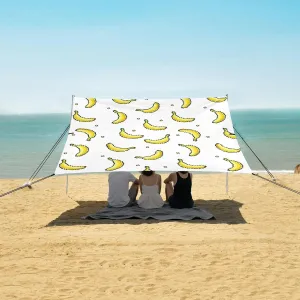 Pixel Yellow Banana Beach Canopy Tent Anti-UV & Wind Resistant, Camping Sun Shelter Easy Setup Portable,Outdoor Shade Tents with Sandbags,Sand Shovels,Ground Pegs & Stability Poles