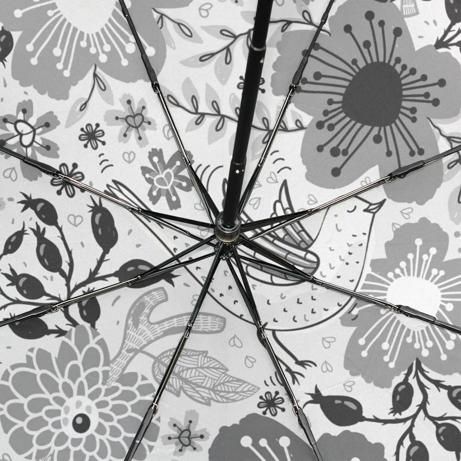 Poeticcity Rain Travel Umbrella, Hand Open Close Windproof Waterproof Folding Umbrella, Compact Canopy Strong Ray Parasol Umbrella