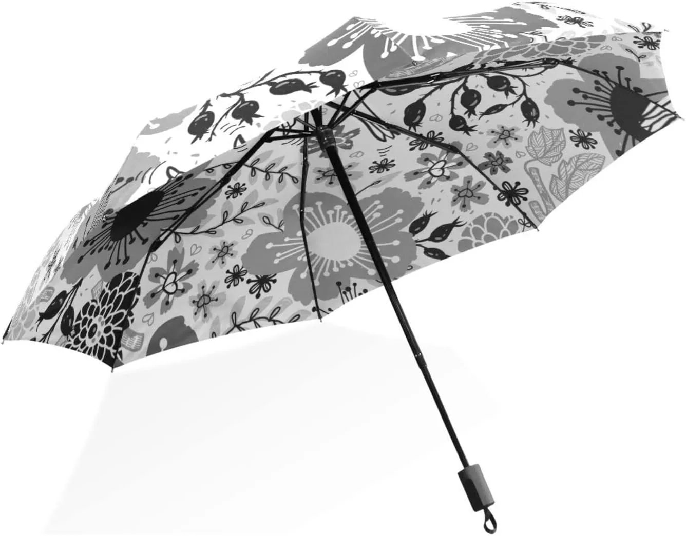 Poeticcity Rain Travel Umbrella, Hand Open Close Windproof Waterproof Folding Umbrella, Compact Canopy Strong Ray Parasol Umbrella