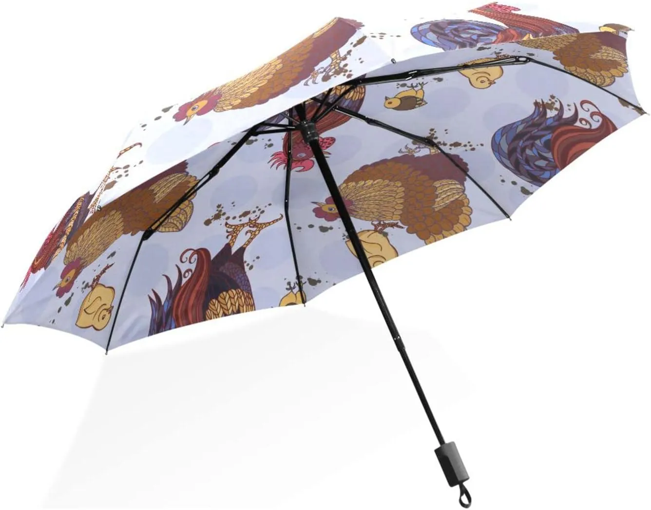 Poeticcity Rain Travel Umbrella, Hand Open Close Windproof Waterproof Folding Umbrella, Compact Canopy Strong Ray Parasol Umbrella