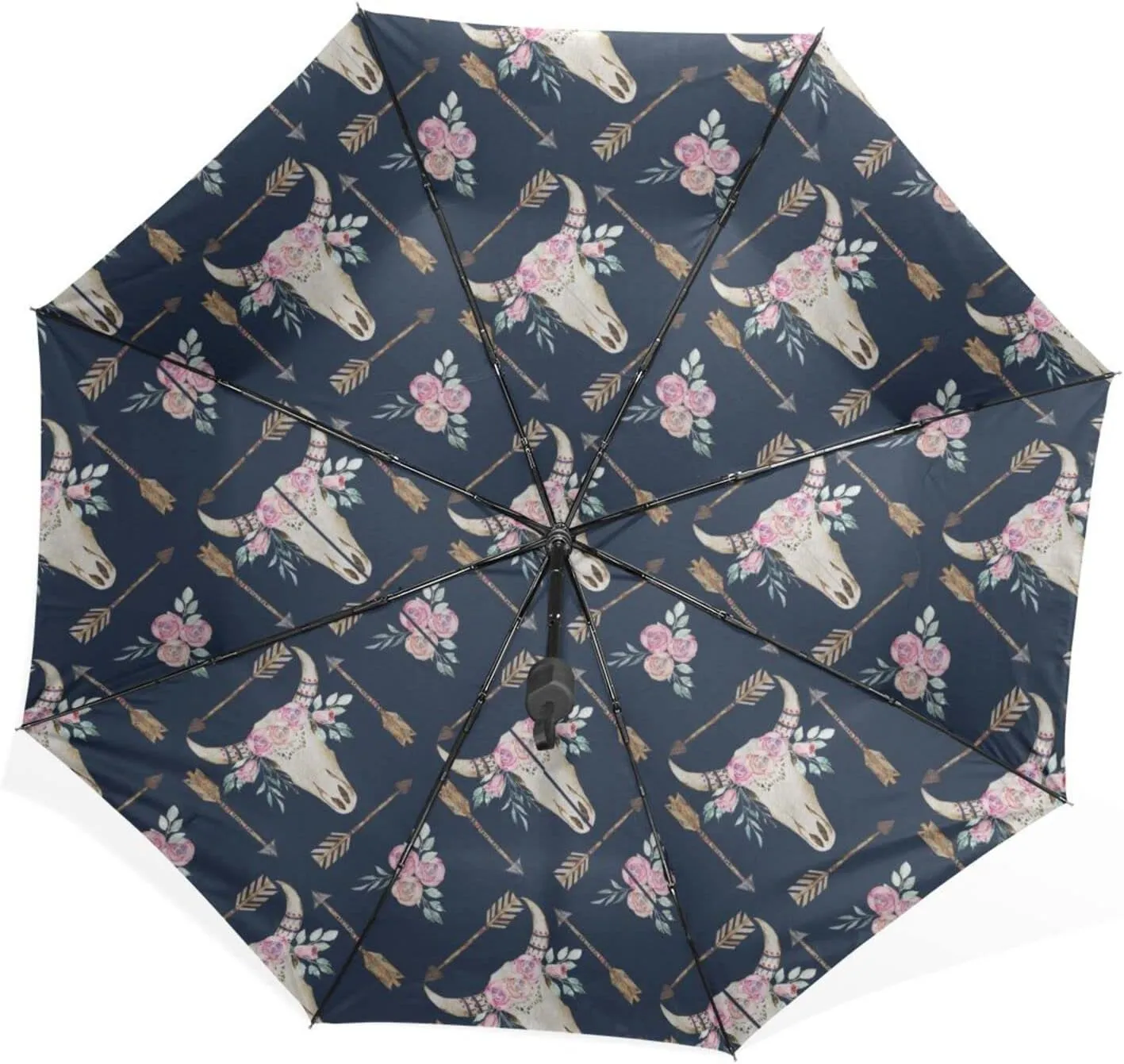 Poeticcity Rain Travel Umbrella, Hand Open Close Windproof Waterproof Folding Umbrella, Compact Canopy Strong Ray Parasol Umbrella