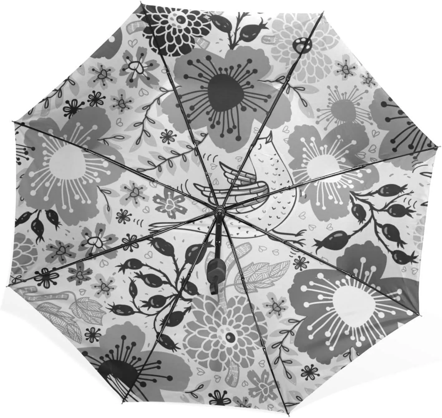 Poeticcity Rain Travel Umbrella, Hand Open Close Windproof Waterproof Folding Umbrella, Compact Canopy Strong Ray Parasol Umbrella
