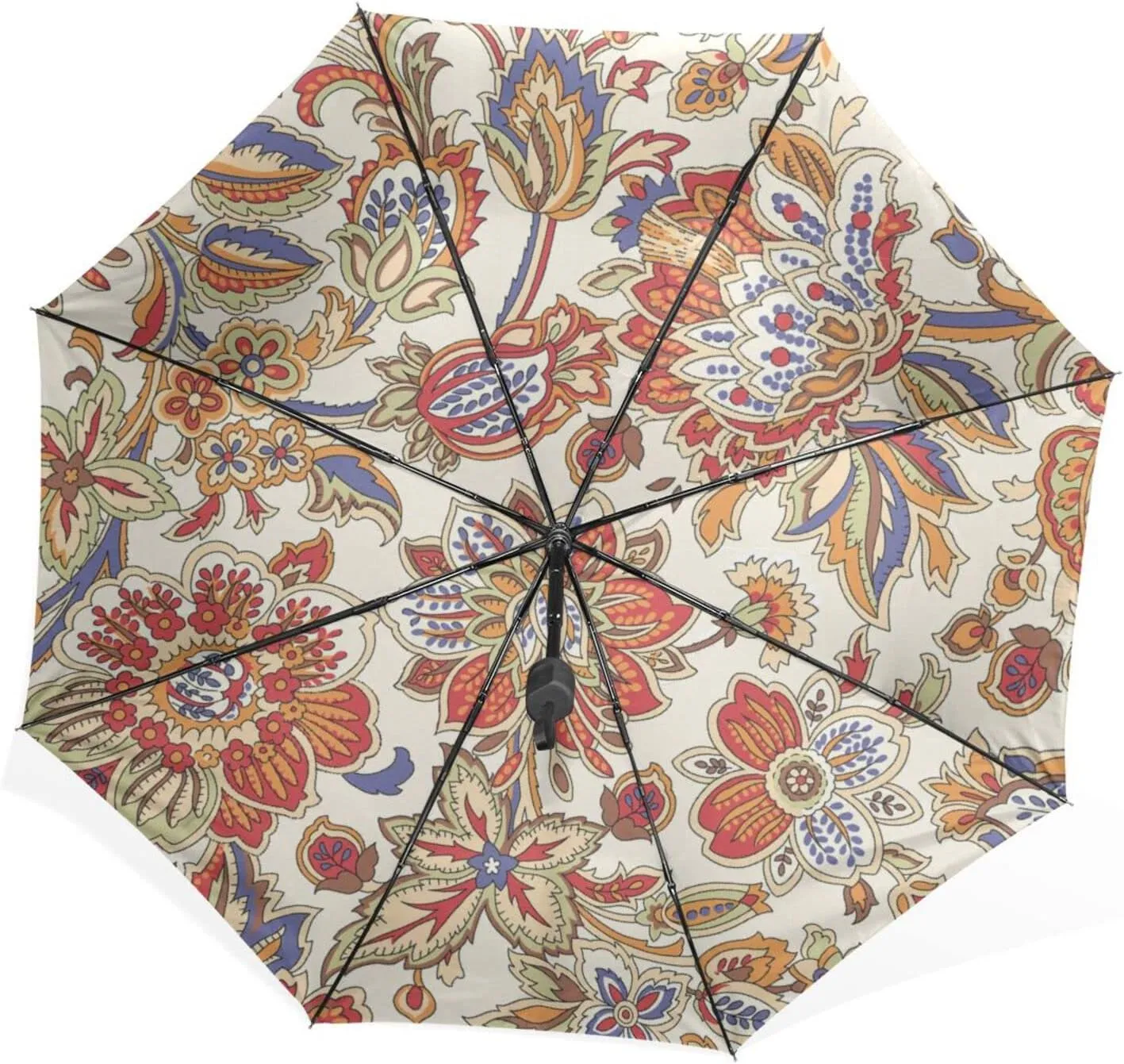 Poeticcity Rain Travel Umbrella, Hand Open Close Windproof Waterproof Folding Umbrella, Compact Canopy Strong Ray Parasol Umbrella