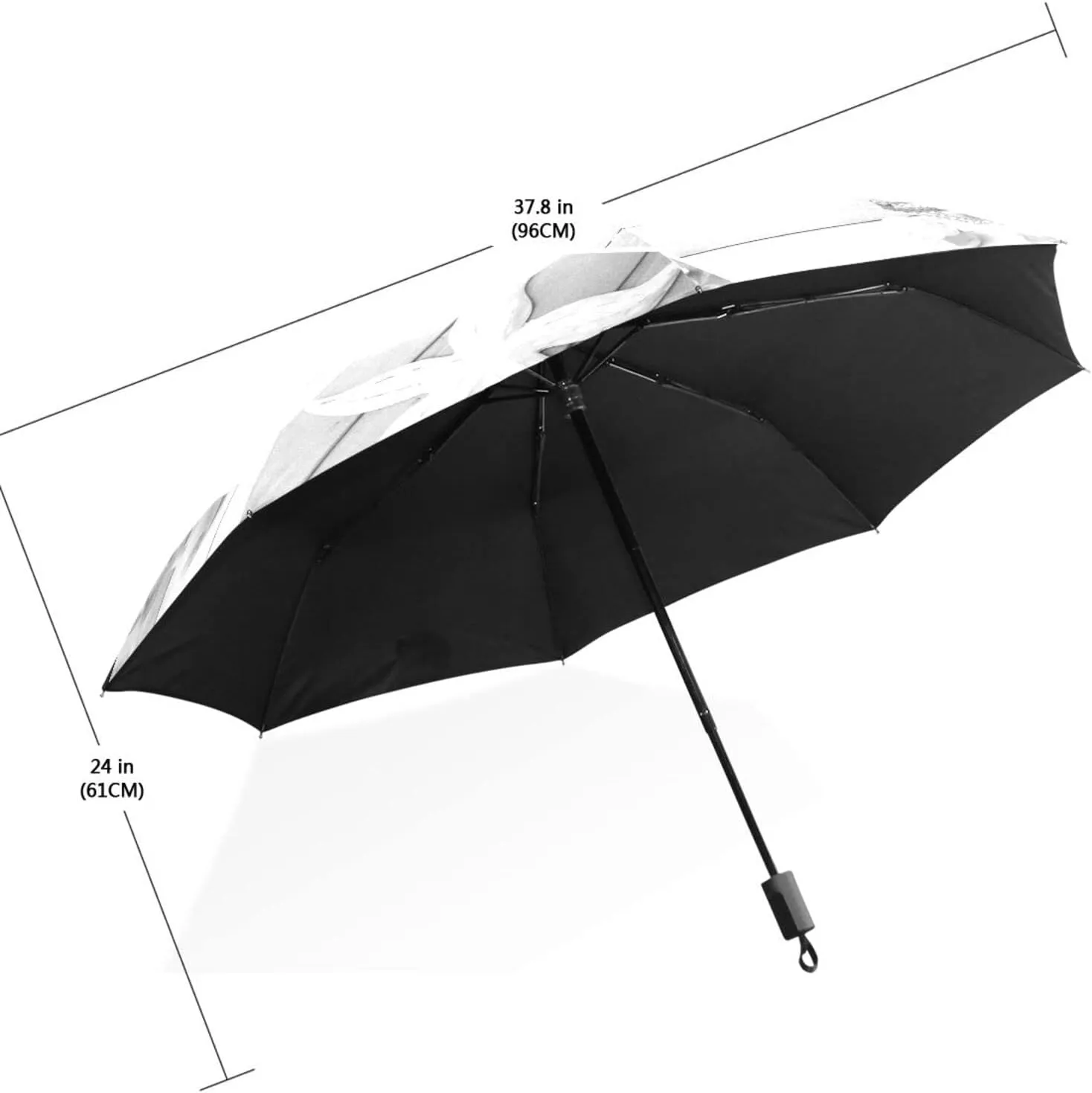 Poeticcity Travel Umbrella, Hand Open Close Windproof Waterproof Folding Umbrella, Black Tape Compact Canopy Strong Anti UV Ray Parasol