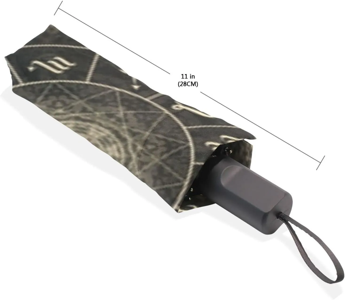Poeticcity Travel Umbrella, Hand Open Close Windproof Waterproof Folding Umbrella, Black Tape Compact Canopy Strong Anti UV Ray Parasol