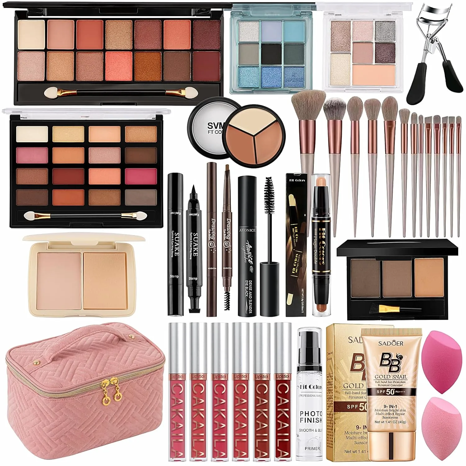 Ponhey All In One Makeup Kit For Woman Girls Teens, Makeup Gift Set for Beginners Teenager with Eyeshadow Lipstick Mascara Eyebrow pencil Portable Cosmetic Bag