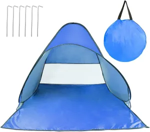 Pop Up Beach Tent for 2-3 Person, Outdoor UPF 50  Camping Tent, Shade Sun Shelter Beach Canopy, Portable Beach Tent w/Net Window & Storage Bag for Outdoor Beach Camping Fishing Park Lake, Blue