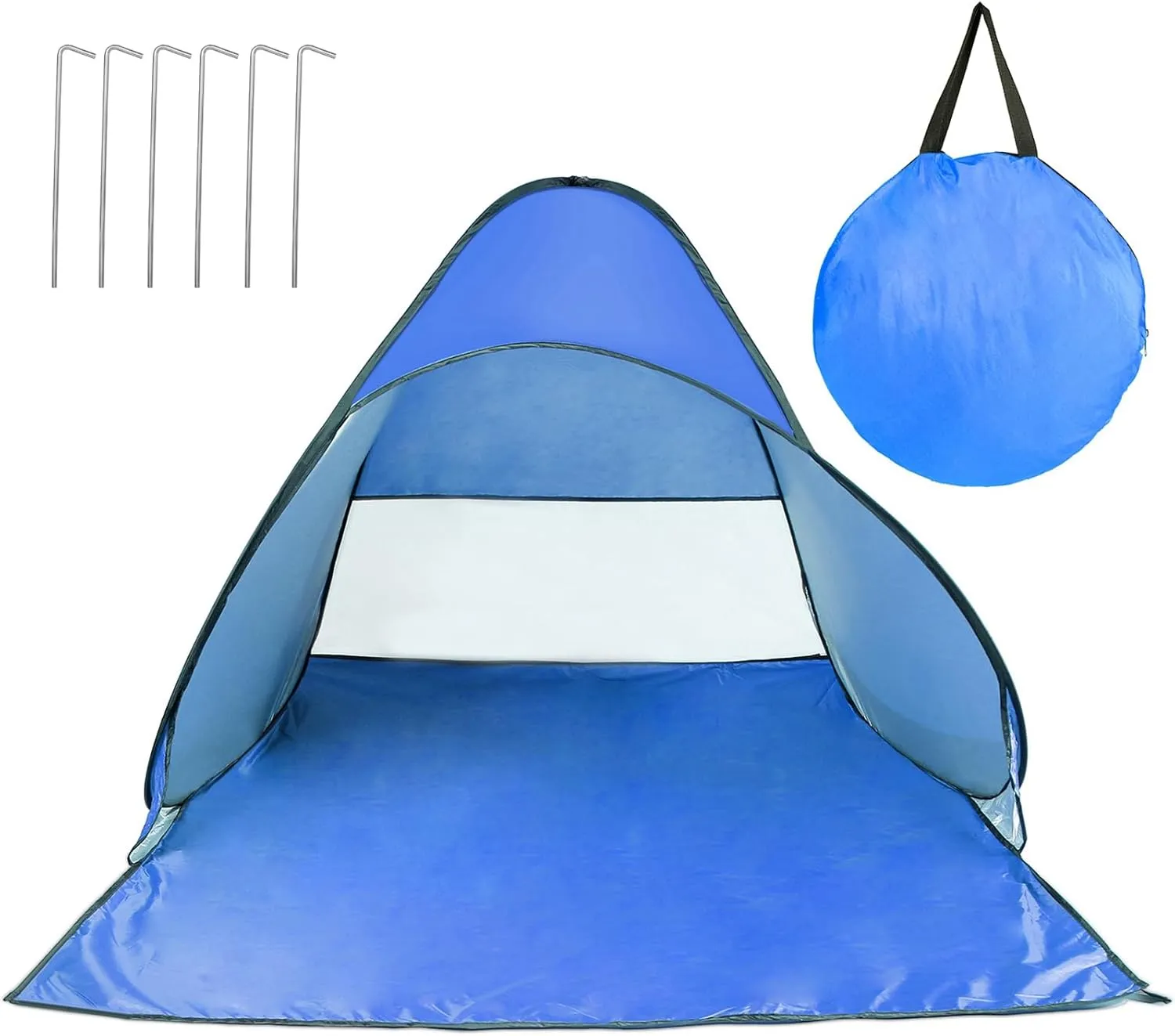 Pop Up Beach Tent for 2-3 Person, Outdoor UPF 50  Camping Tent, Shade Sun Shelter Beach Canopy, Portable Beach Tent w/Net Window & Storage Bag for Outdoor Beach Camping Fishing Park Lake, Blue