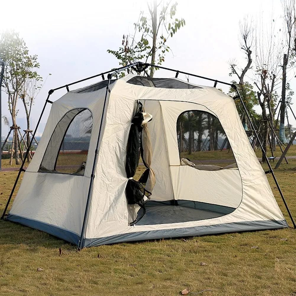 Pop Up Tents with Porch for Camping Waterproof Instant Tent 3-4 Person Double Layer for Family Automatic Tent Easy Setup for Camping Hiking Mountaineering Beach, Green