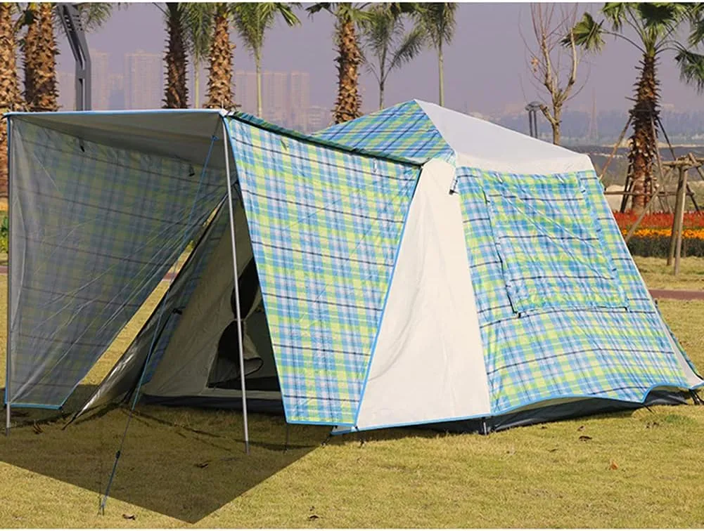 Pop Up Tents with Porch for Camping Waterproof Instant Tent 3-4 Person Double Layer for Family Automatic Tent Easy Setup for Camping Hiking Mountaineering Beach, Green