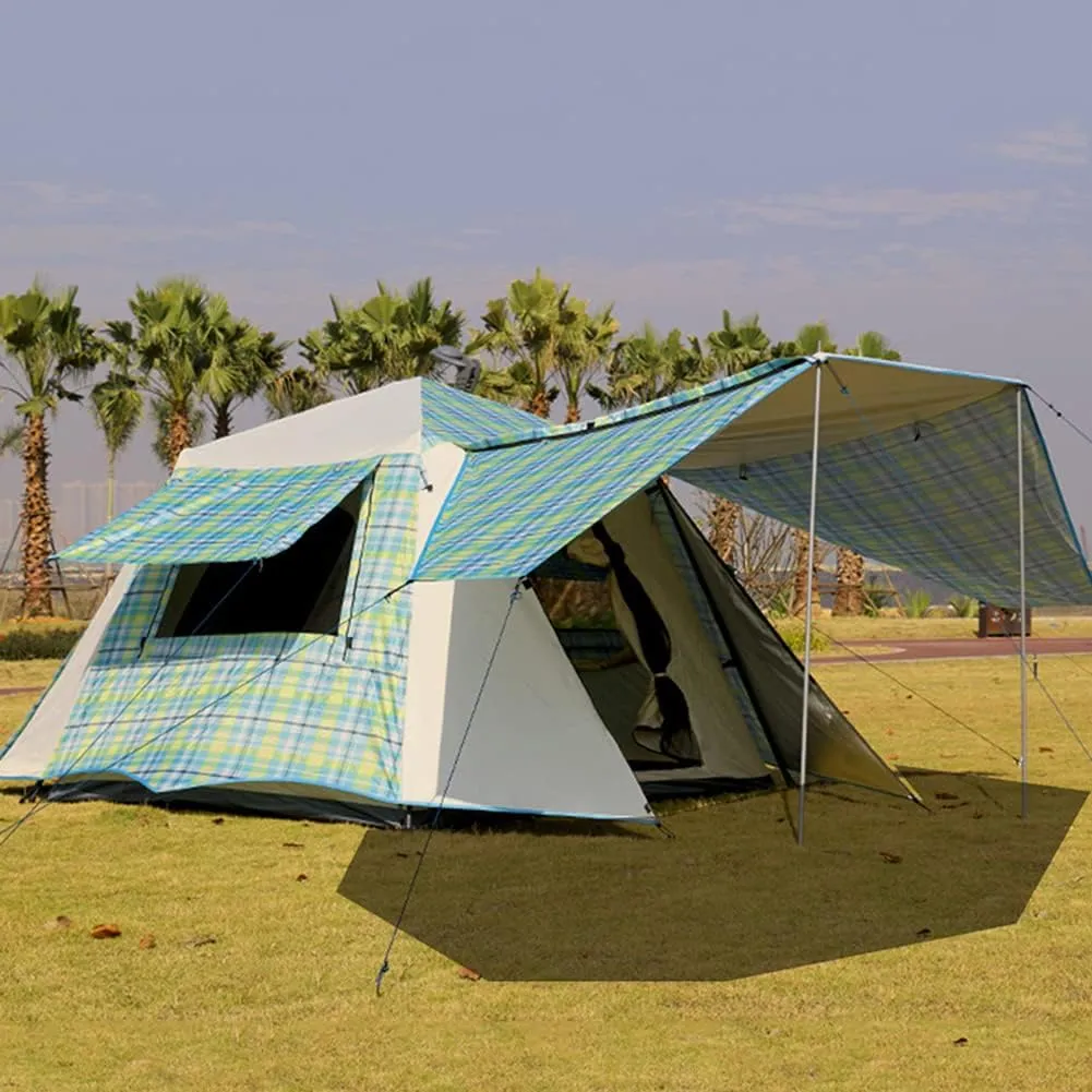 Pop Up Tents with Porch for Camping Waterproof Instant Tent 3-4 Person Double Layer for Family Automatic Tent Easy Setup for Camping Hiking Mountaineering Beach, Green