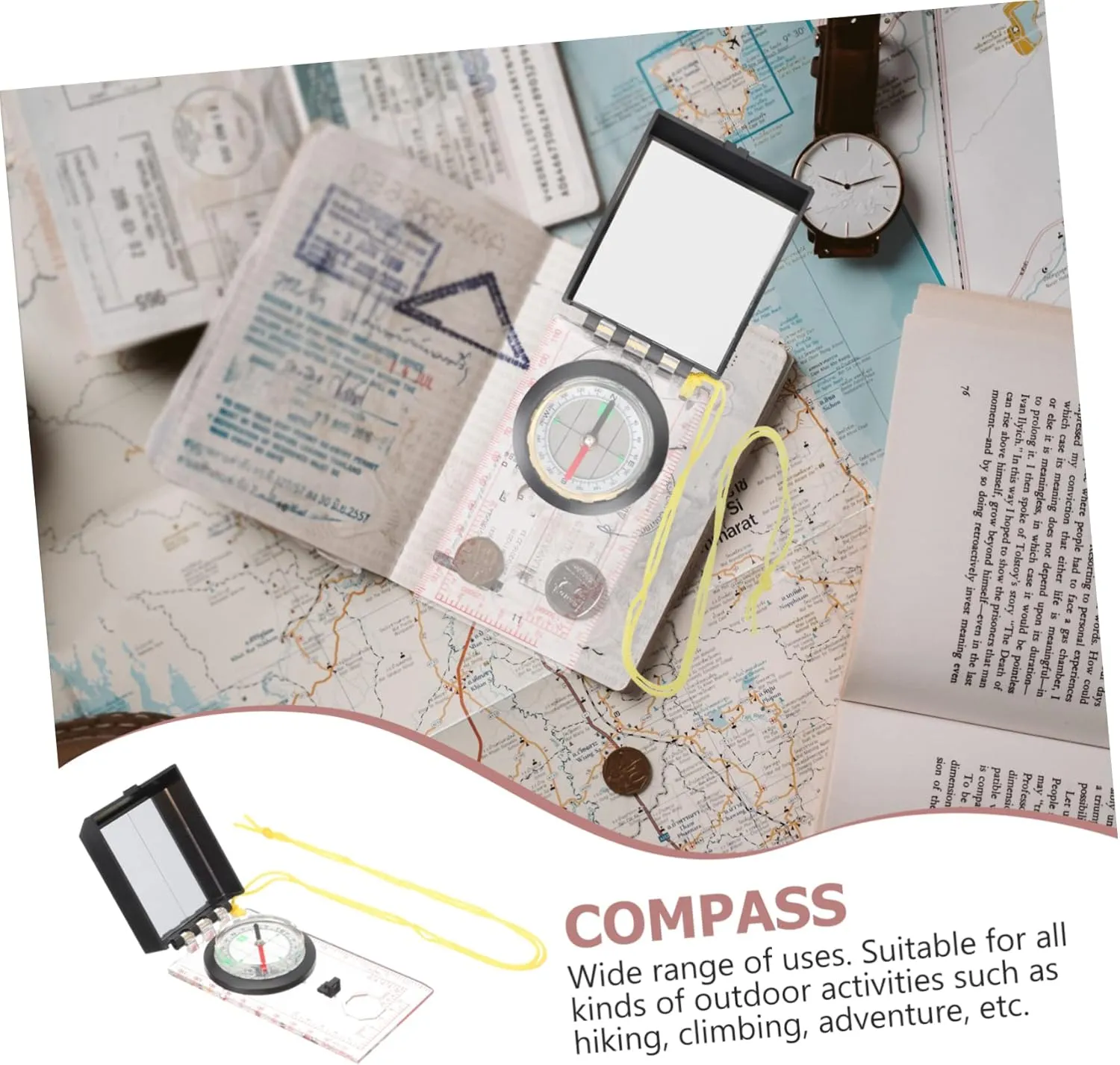 POPETPOP Hiking Compass Mapping Hiking Tools Compass Survival Directional Compass Compass Pocket Compass Survival
