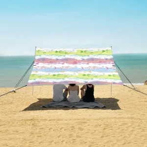 Popular Marine Fish Beach Canopy Tent Anti-UV & Wind Resistant, Camping Sun Shelter Easy Setup Portable,Outdoor Shade Tents with Sandbags,Sand Shovels,Ground Pegs & Stability Poles