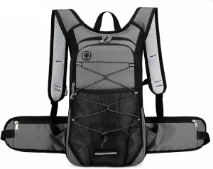 PORRASSO Hiking Backpack 19L Waterproof Daypack Rucksack with Earphone Hole Breathable Backpack for Women Men Trekking Cycling Climbing Outdoor Sports Grey