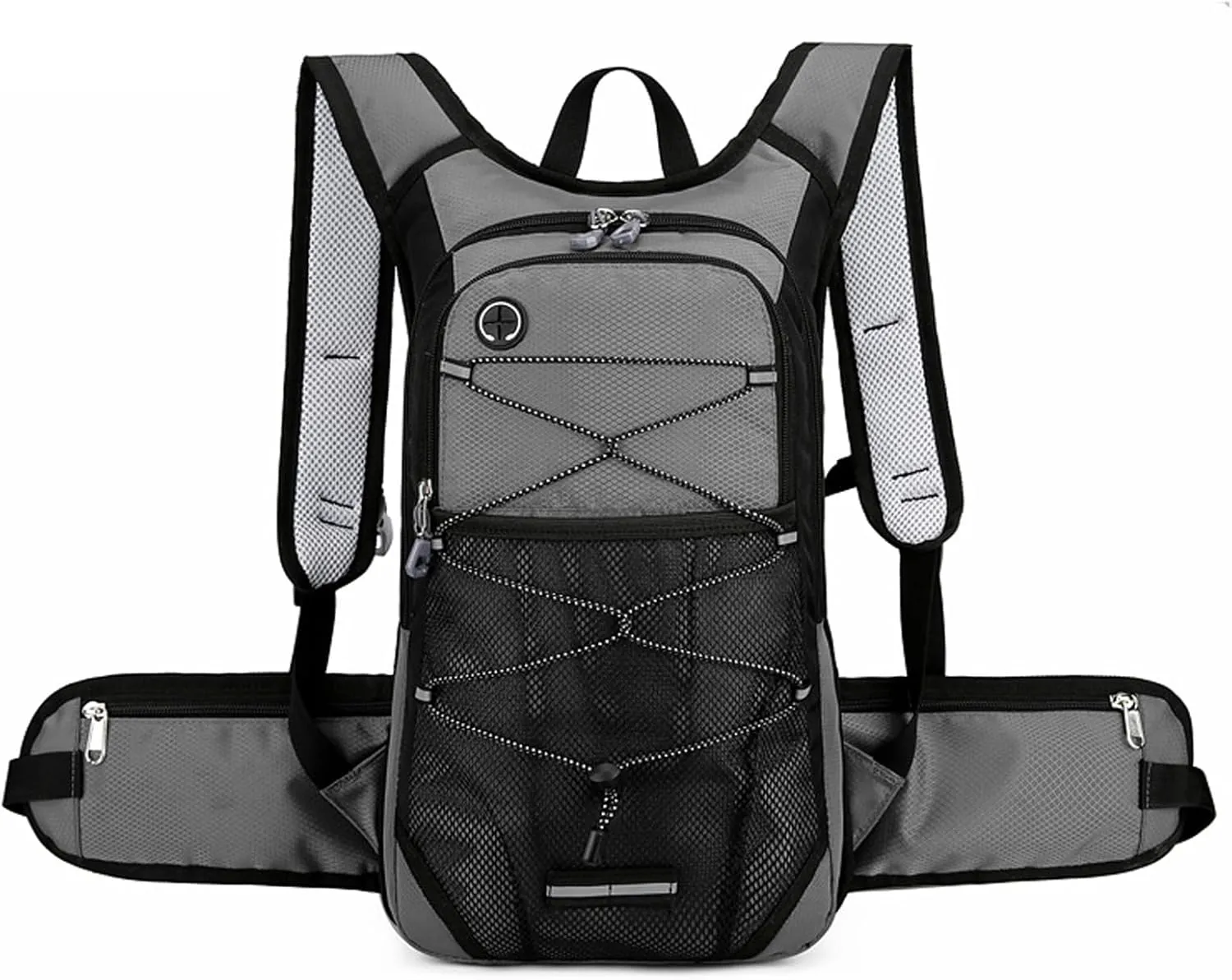 PORRASSO Hiking Backpack 19L Waterproof Daypack Rucksack with Earphone Hole Breathable Backpack for Women Men Trekking Cycling Climbing Outdoor Sports Grey