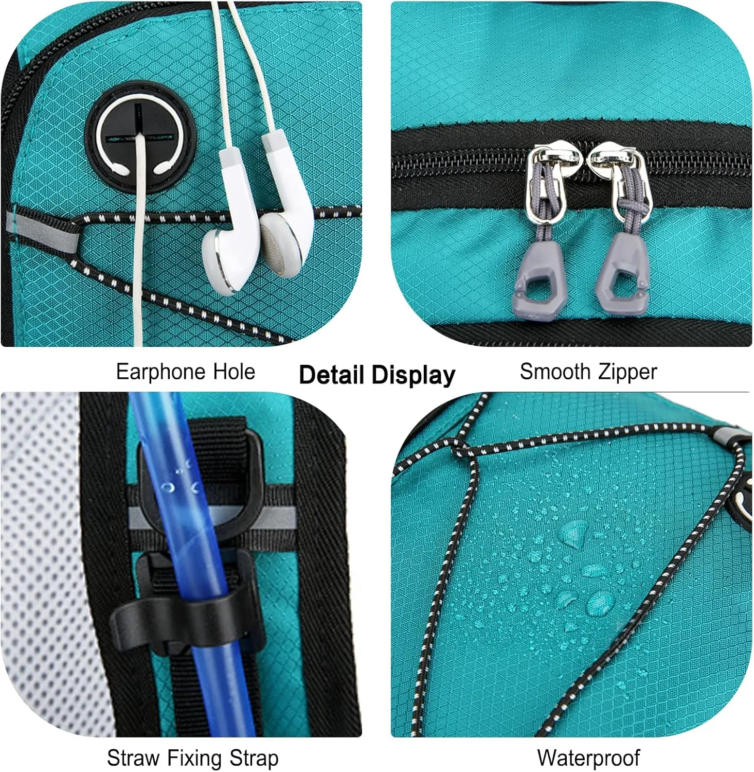 PORRASSO Hiking Backpack 19L Waterproof Daypack Rucksack with Earphone Hole Breathable Backpack for Women Men Trekking Cycling Climbing Outdoor Sports Royal Blue