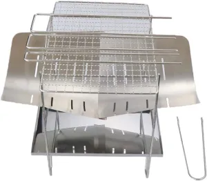 Portable BBQ Grill Outdoor Barbecue Grill Campfire Stove Stainless Steel Folding Grill Camping Picnic Burning Stove BBQ Charcoal Stove BBQ Grill Utensils for Barbecue (Co