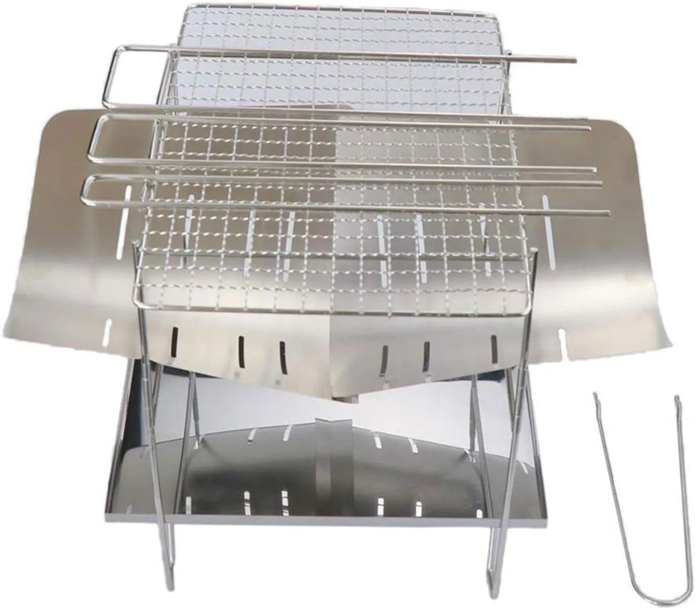 Portable BBQ Grill Outdoor Barbecue Grill Campfire Stove Stainless Steel Folding Grill Camping Picnic Burning Stove BBQ Charcoal Stove BBQ Grill Utensils for Barbecue (Co