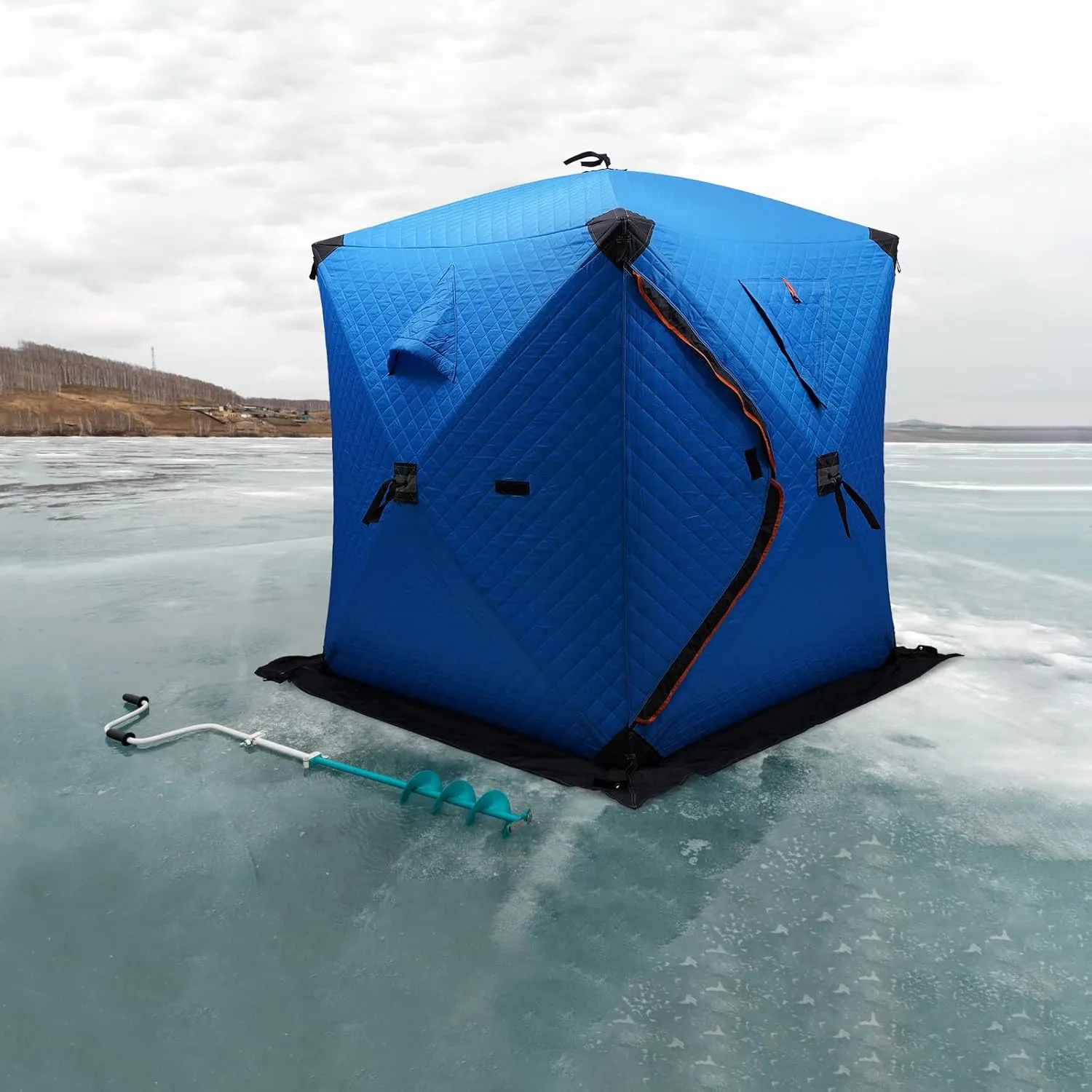 Portable Ice Fishing Tent Thermal Ice Fishing Shanty 2 Person Ice Fishing Shelter Waterproof Portable Pop-up Ice Tent
