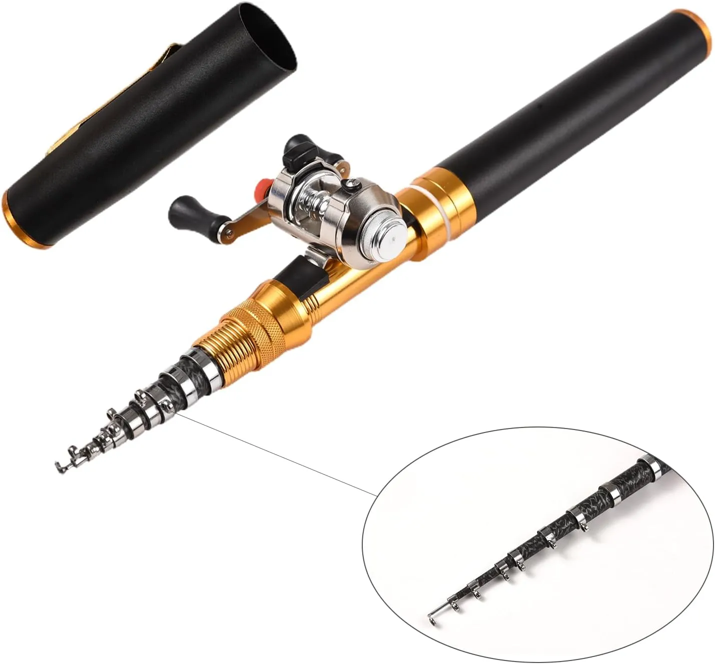 Portable Pocket Telescopic Fishing Rod | 1.95m Pen Shape Rod & Reel Combo | Compact for Boat/Dam/Ice Fishing | Mini Travel Fishing Gear with 100m Nylon Line
