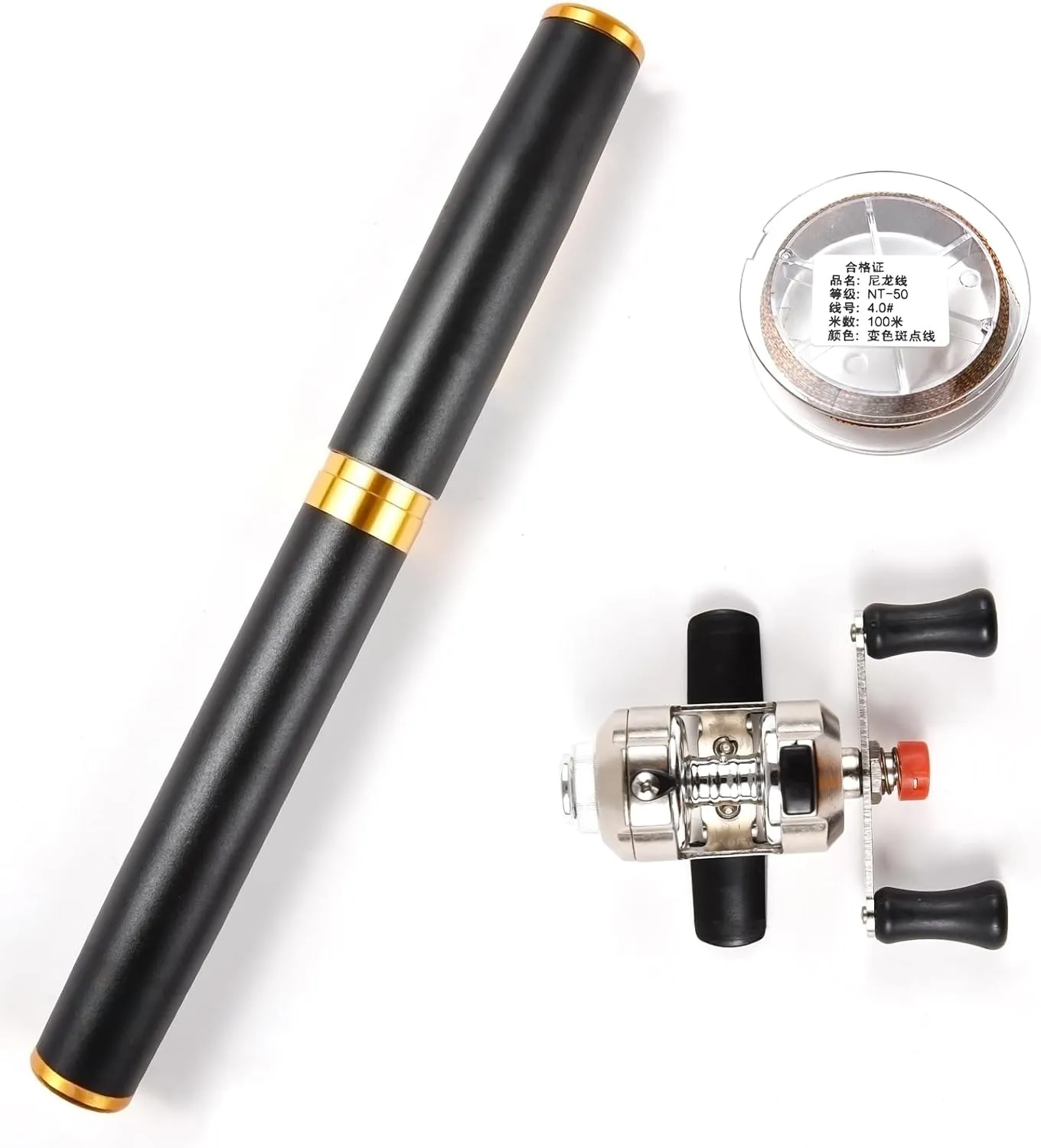 Portable Pocket Telescopic Fishing Rod | 1.95m Pen Shape Rod & Reel Combo | Compact for Boat/Dam/Ice Fishing | Mini Travel Fishing Gear with 100m Nylon Line