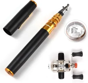 Portable Pocket Telescopic Fishing Rod | 1.95m Pen Shape Rod & Reel Combo | Compact for Boat/Dam/Ice Fishing | Mini Travel Fishing Gear with 100m Nylon Line