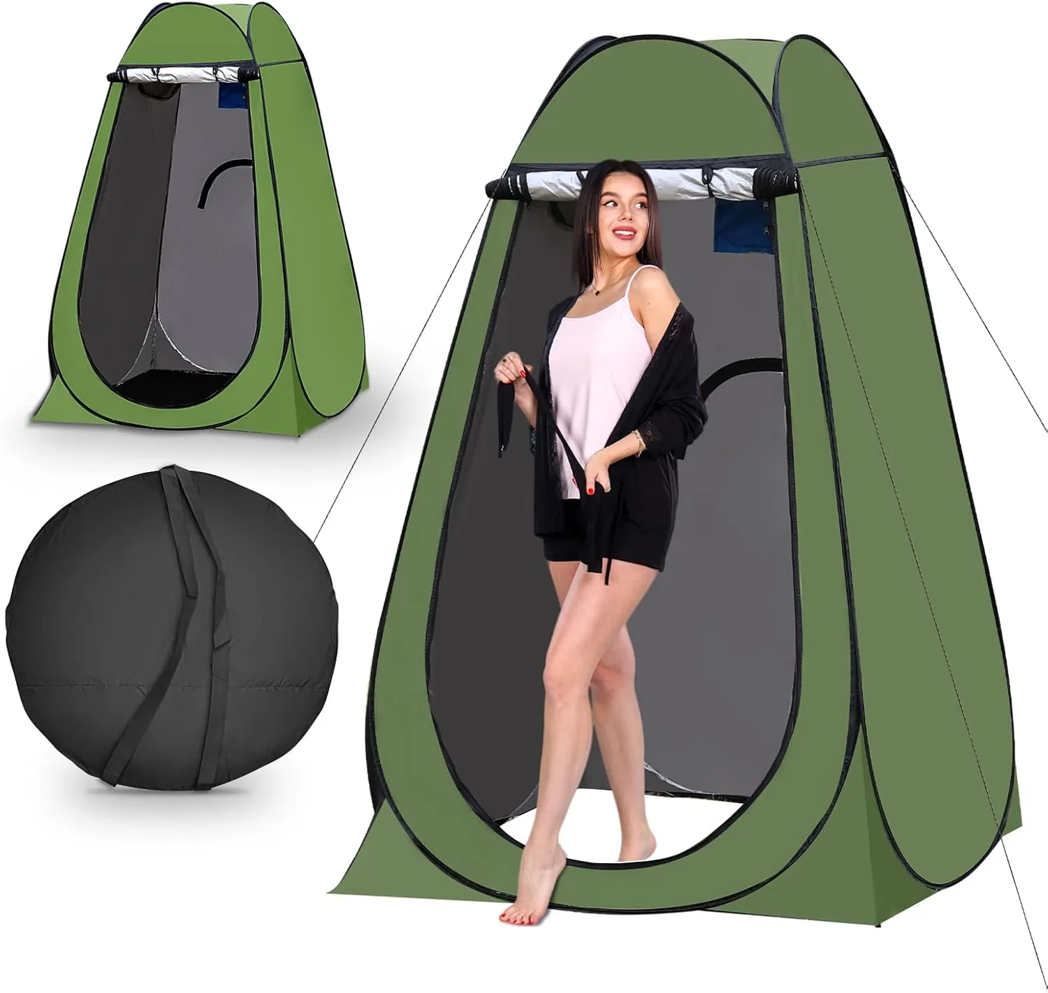 Portable Pop Up Privacy Tent, Outdoor Camping Bathroom Toilet Shower Tent Spacious Dressing Changing Room for Hiking Beach Picnic Fishing, Instant Rain Shelter with Carrying Bag-