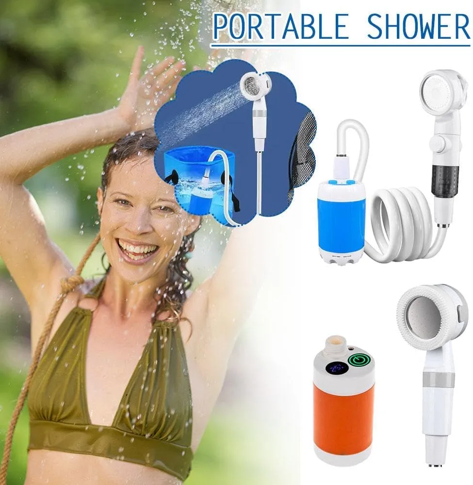 Portable Shower for Camping,Adjustable Speeds,Removable Hose & On-Off Switchable Shower Head, Waterproof Outdoor Shower Kit for Beach Swimming,Hiking,Travel,Car, Pet,Beach,Swimming