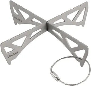 Portable Stove Bracket, Titanium/Stainless Steel Cross Stand, 3x3.2x4.9 Inches, 27 Grams