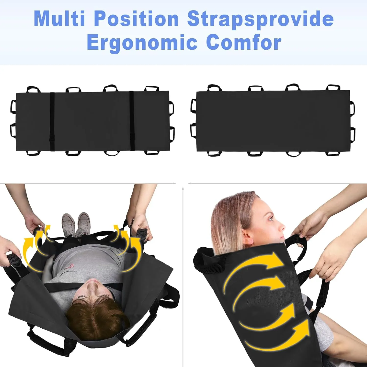 Portable Transport Stretcher with 12 Rubber Handles & Carrying Bag – Dog Stretcher & Gurney, Patient Animal Mover for Emergency Casualty Evacuation, 400lbs Capacity（Black）
