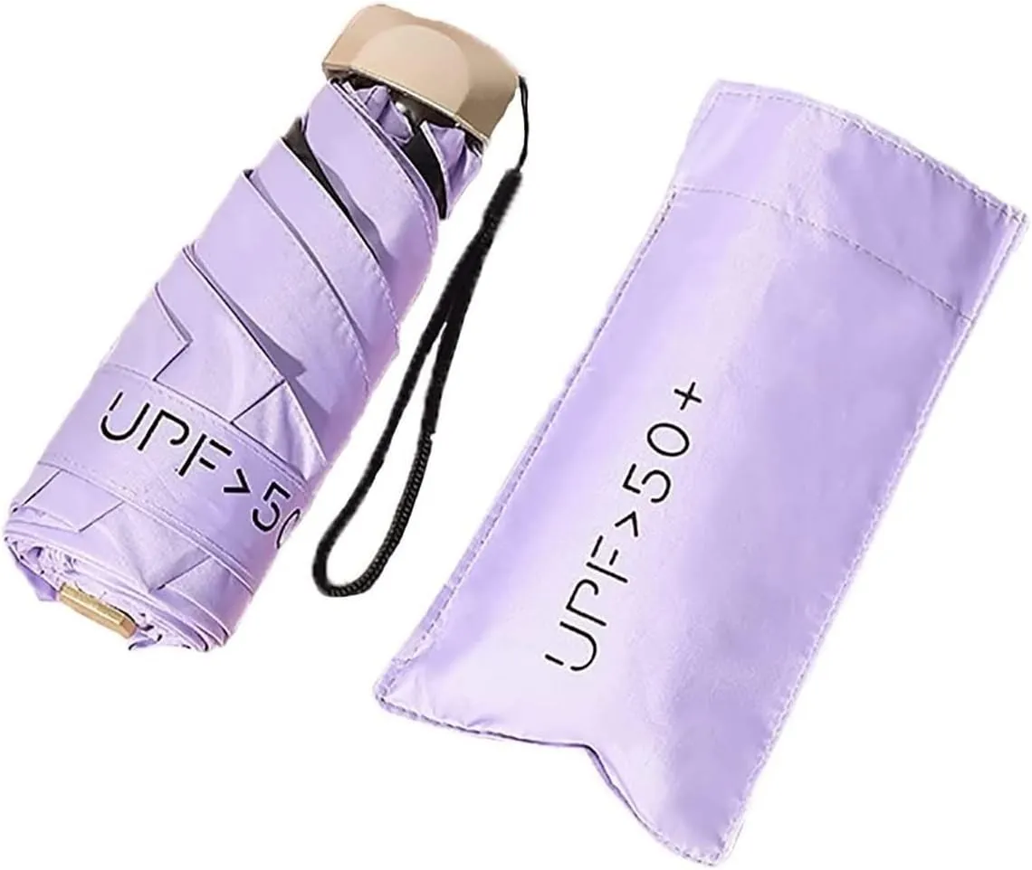 Portable Umbrella for Travel Foldable Umbrella Ultralight Pocket Umbrella UV Umbrella Parasol Waterproof Lightweight Portable Backpack Umbrella Umbrella Outdoor(Purple)