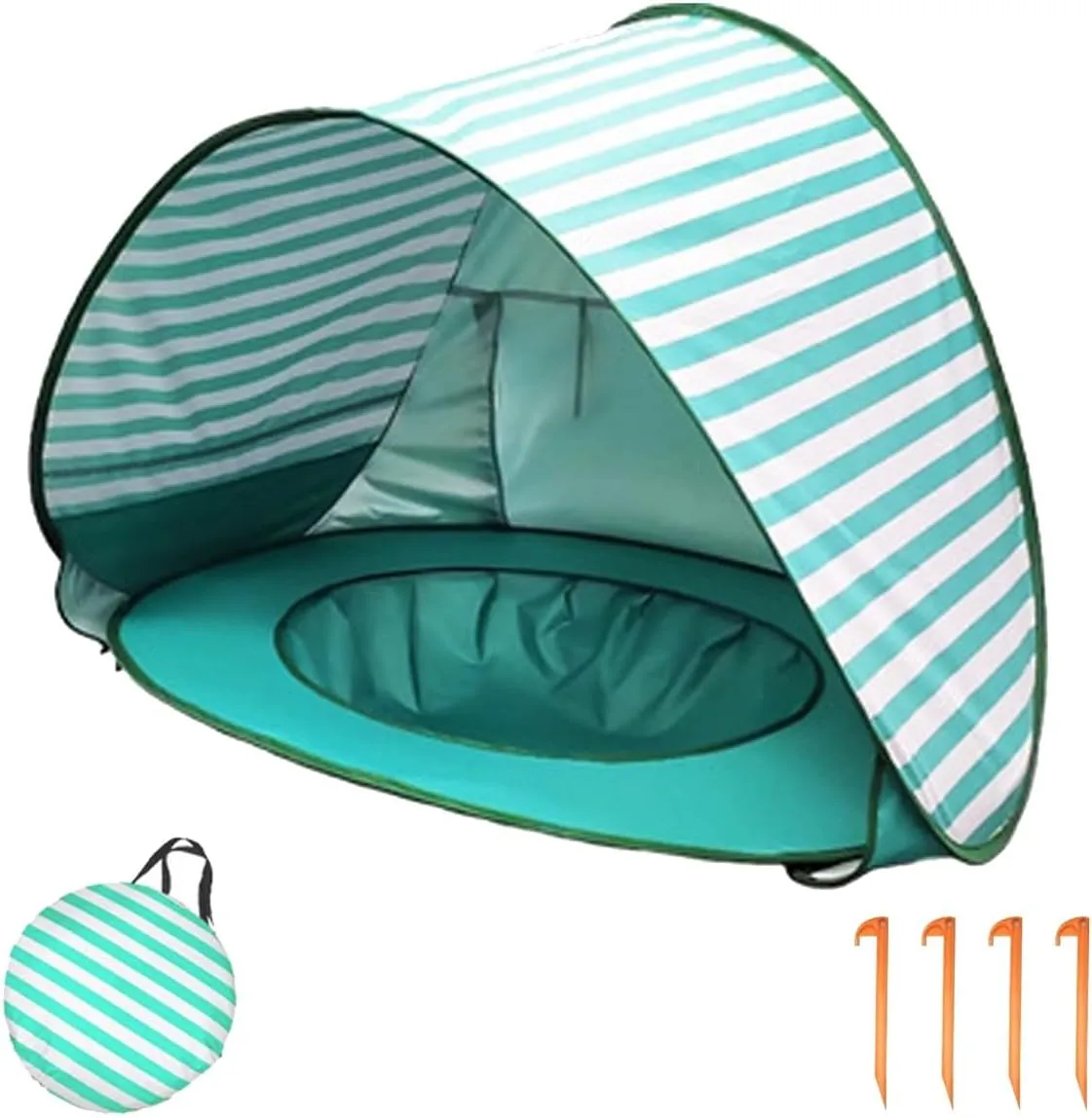 Portable UV-Resistant Baby Beach Tent, Beach Puddle Pool Toddler with Canopy, Pop up Portable Shade Pool, UV Protection Sun Shelter Infant Beachs Essentials Accessories with Toys Set(Style 7,Set1)