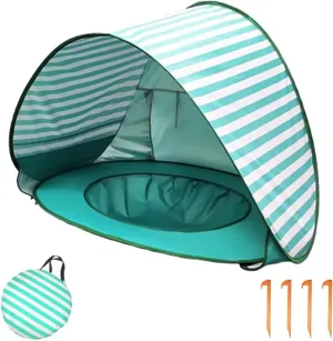 Portable UV-Resistant Baby Beach Tent, Beach Puddle Pool Toddler with Canopy, Pop up Portable Shade Pool, UV Protection Sun Shelter Infant Beachs Essentials Accessories with Toys Set(Style 7,Set1)