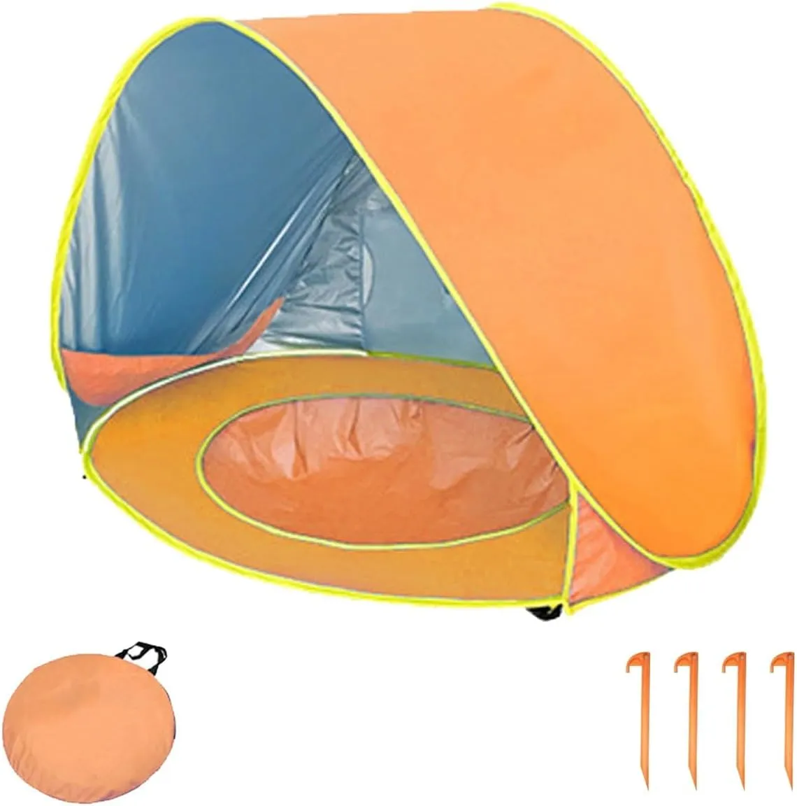 Portable UV-Resistant Baby Beach Tent, Beach Puddle Pool Toddler with Canopy, Pop up Portable Shade Pool, UV Protection Sun Shelter Infant Beachs Essentials Accessories with Toys Set(Style 9,Set1)