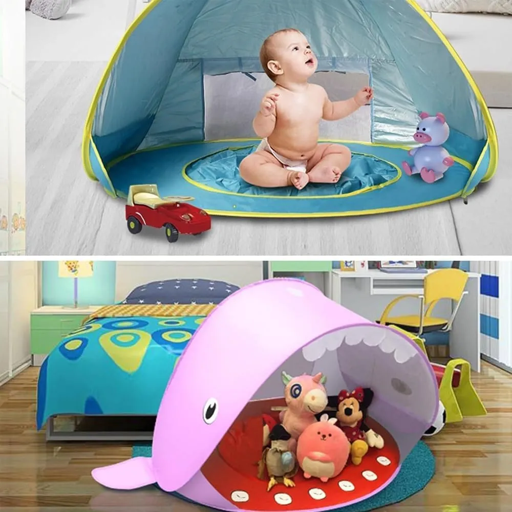Portable UV-Resistant Baby Beach Tent, Pop up Portable Easy Set Kids Shade Pool, Mono Baby Beach Tent Pop up with Pool, UV Protection Dome for Babies Kids Infant Toddlers(G,Set 2)
