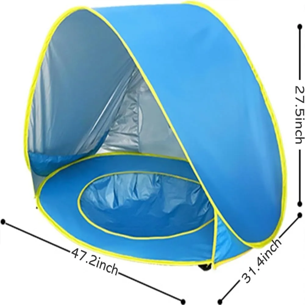 Portable UV-Resistant Baby Beach Tent, Pop up Portable Easy Set Kids Shade Pool, Mono Baby Beach Tent Pop up with Pool, UV Protection Dome for Babies Kids Infant Toddlers(G,Set 2)