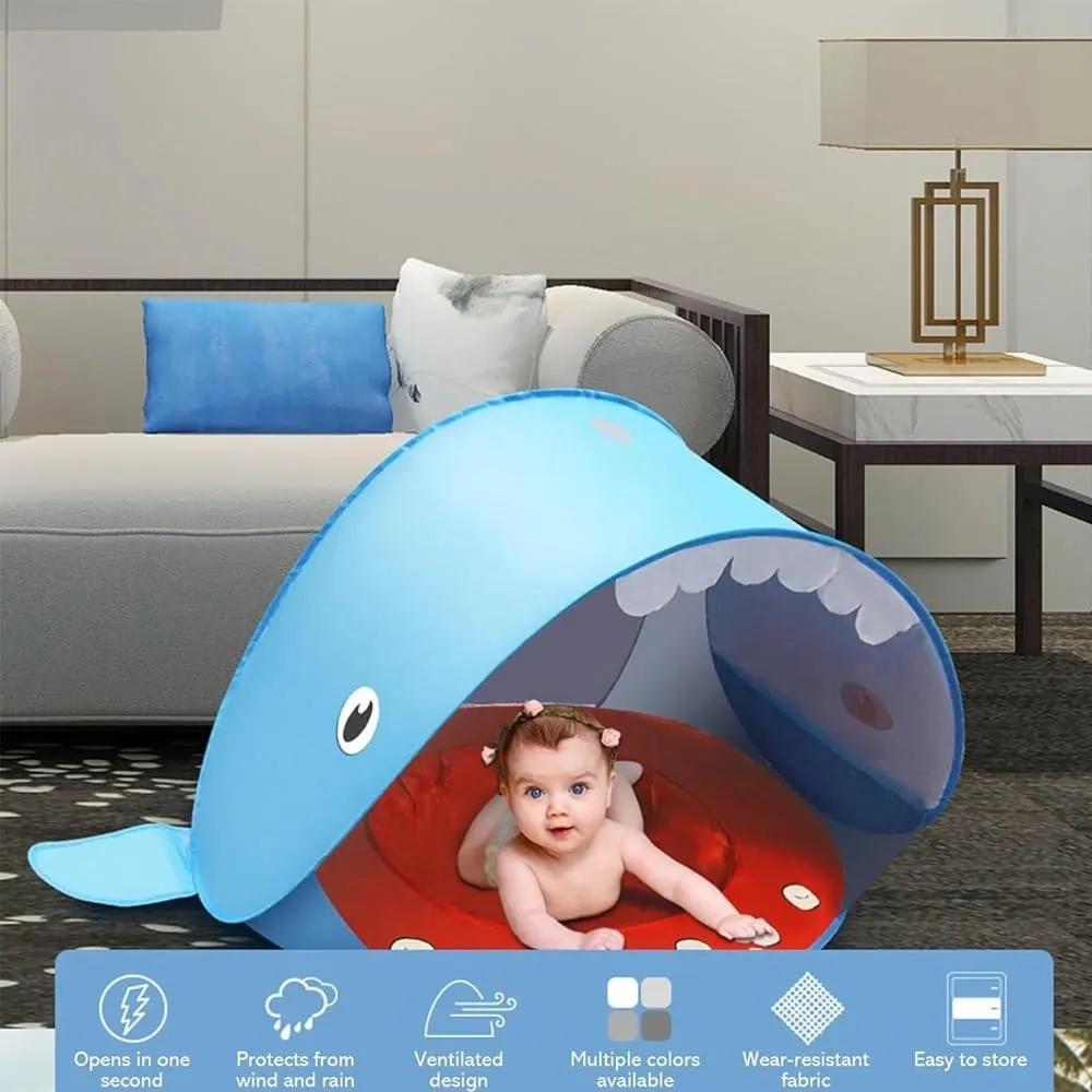Portable UV-Resistant Baby Beach Tent, Pop up Portable Easy Set Kids Shade Pool, Mono Baby Beach Tent Pop up with Pool, UV Protection Dome for Babies Kids Infant Toddlers(G,Set 2)