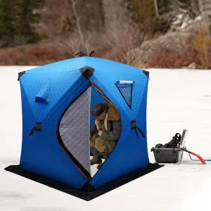 PortableIce Fishing Shelter 1-2 Person Thermal Portable Ice Shanty Ice Shack with Insulated Layer for Ice Fishing Winter Fishing Windproof & Waterproof